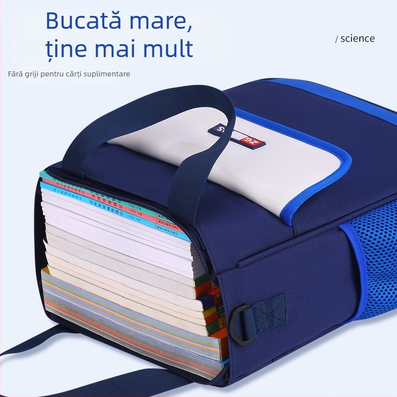 Geantă de școală din pânză, model în carouri, ultra-ușoară, extensibilă, pentru ciclul primar