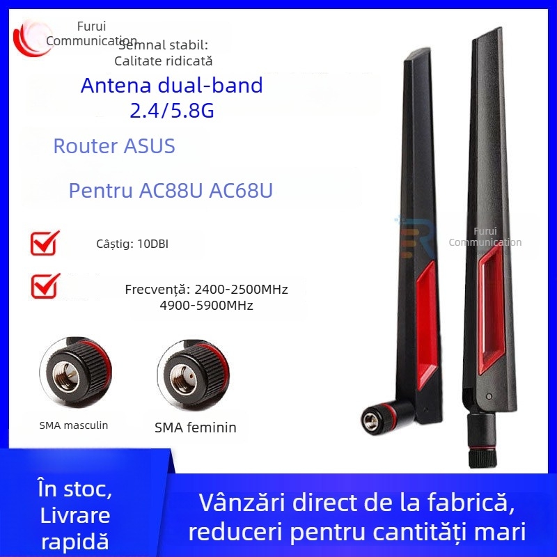 Antena Glue-Stick dual-band 2.4G/5G/5.8G, Wifi6, cu câștig înalt, omnidirecțională, pentru Asus router