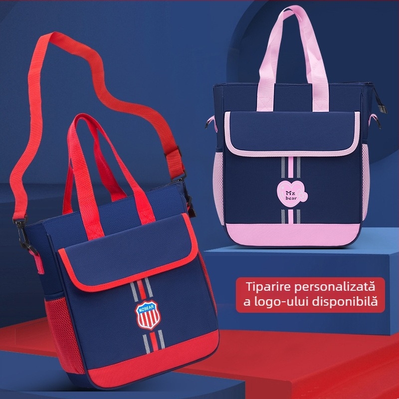 Geantă de studiu pentru elevi de primar și gimnazial | Material nylon | Capacitate mare | Interior izolat | Logo imprimat