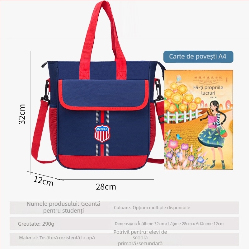 Geantă de studiu pentru elevi de primar și gimnazial | Material nylon | Capacitate mare | Interior izolat | Logo imprimat