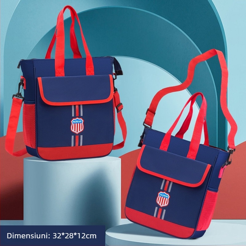 Geantă de studiu pentru elevi de primar și gimnazial | Material nylon | Capacitate mare | Interior izolat | Logo imprimat