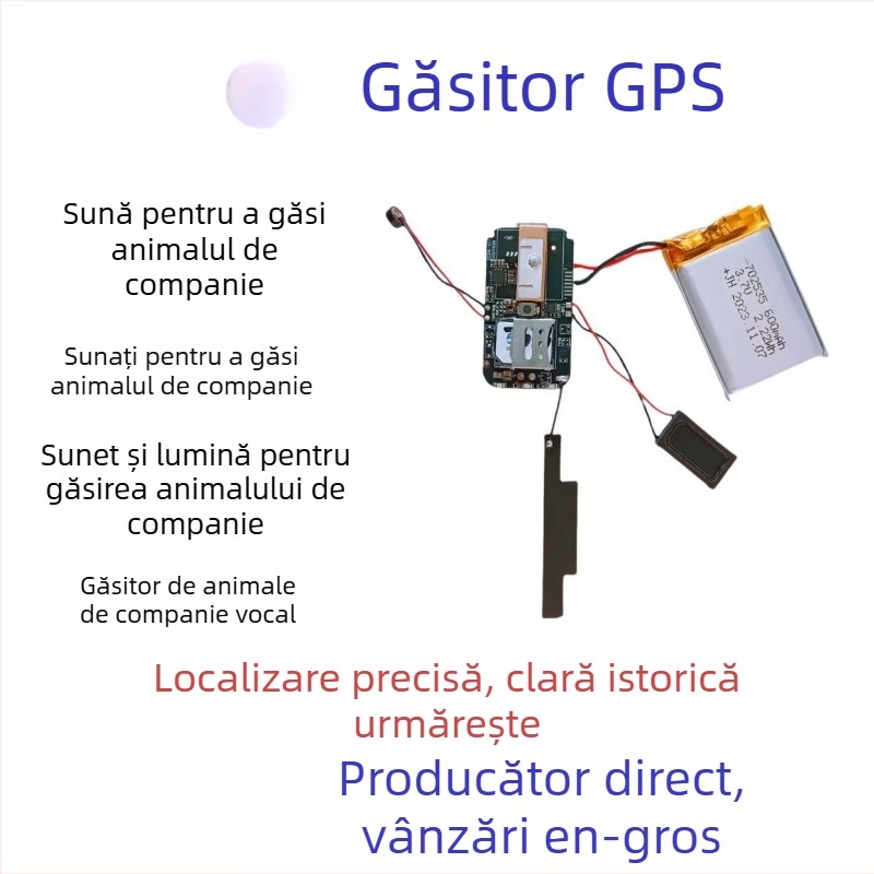 Tracker GPS 4G pentru animale de companie cu precizie 5 m, baterie 15 zile, IP67, alarme multiple