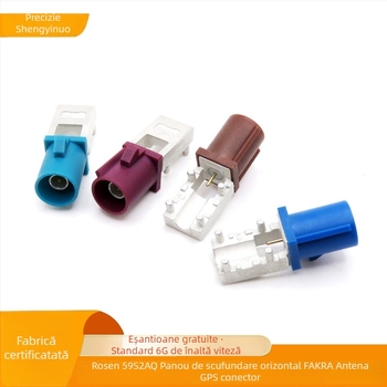 Conector RF FAKRA pentru antenă auto GPS, plug-in la capătul PCB, 4 pini, izolator din cupru