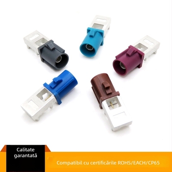 Conector RF FAKRA pentru antenă auto GPS, plug-in la capătul PCB, 4 pini, izolator din cupru