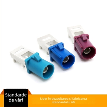 Conector RF FAKRA pentru antenă auto GPS, plug-in la capătul PCB, 4 pini, izolator din cupru