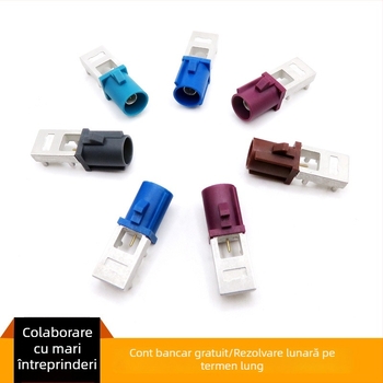 Conector RF FAKRA pentru antenă auto GPS, plug-in la capătul PCB, 4 pini, izolator din cupru