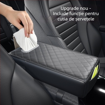 Naiduo Pernă din Piele pentru Mărirea Înălțimii Cotierelor Auto – Universală, Suport pentru Cutia de Șervețele, Covoraș Central Multifuncțional