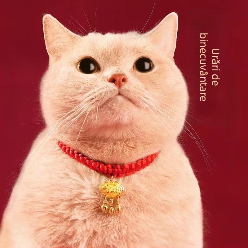 Colier pentru animale de companie, lucrat manual, împletit din sfoară, cu clopoțel, reglabil, metal