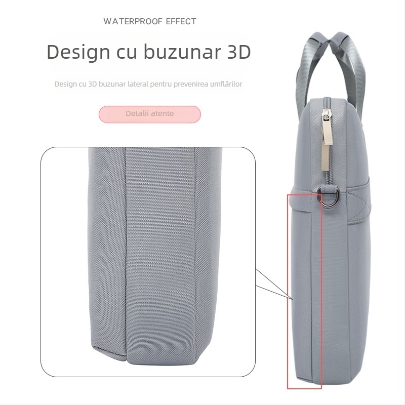 Geantă de protecție pentru laptop și tabletă – material Oxford, impermeabil, fermoar, mâner moale, compartiment interior cu fermoar, protecție la șocuri