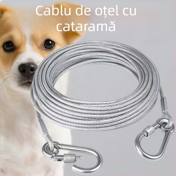 Lesă pentru câine din sârma de oțel, rezistentă, neextensibilă, anti-mușcare, pentru câini mari, mici și de talie medie