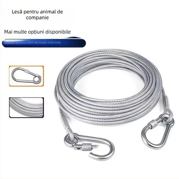 Lesă pentru câine din sârma de oțel, rezistentă, neextensibilă, anti-mușcare, pentru câini mari, mici și de talie medie