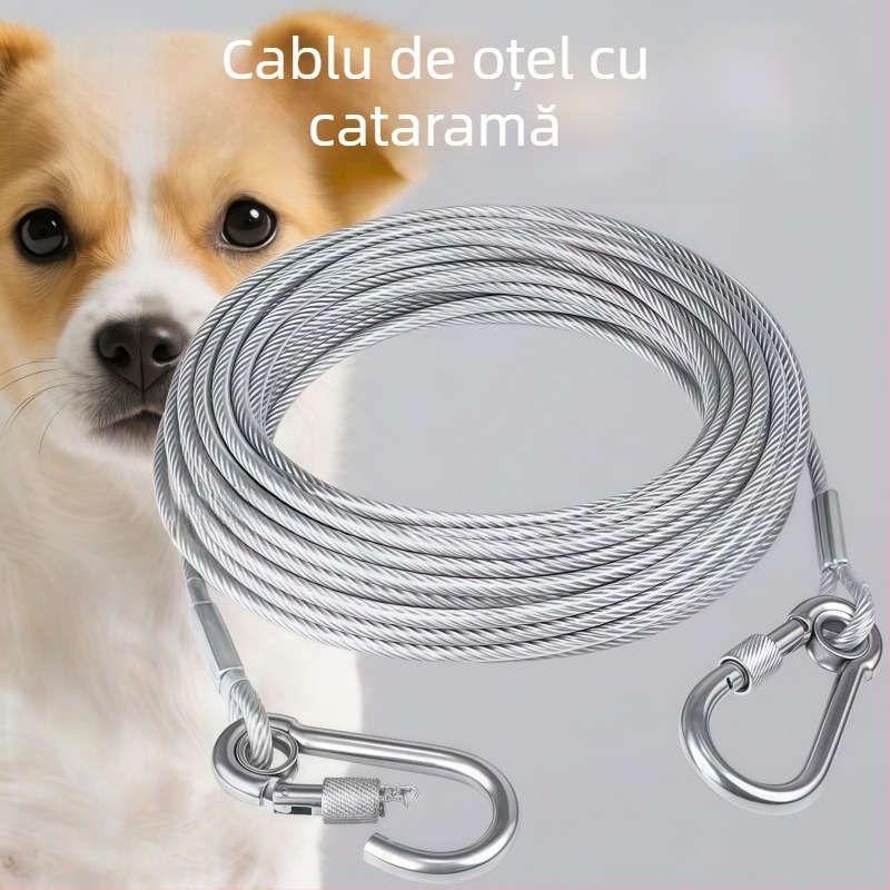 Lesă pentru câine din sârma de oțel, rezistentă, neextensibilă, anti-mușcare, pentru câini mari, mici și de talie medie