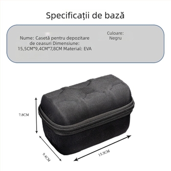Cutie de depozitare pentru ceasuri cu 2 compartimente, interior cu burete, carcasă rigidă cu amortizare EVA, design ușor de transport, model MK391