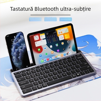 Tastatură Bluetooth ultra-subțire, reîncărcabilă, fără fir, silențioasă, 78 taste, USB/Bluetooth, pentru tablete și laptopuri