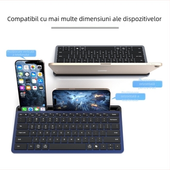 Tastatură Bluetooth ultra-subțire, reîncărcabilă, fără fir, silențioasă, 78 taste, USB/Bluetooth, pentru tablete și laptopuri