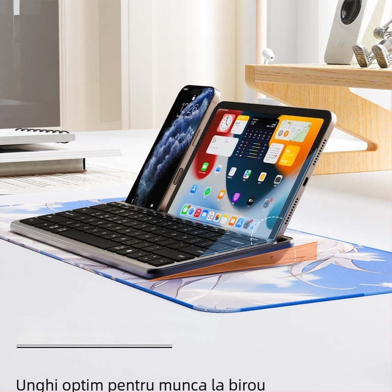 Tastatură Bluetooth ultra-subțire, reîncărcabilă, fără fir, silențioasă, 78 taste, USB/Bluetooth, pentru tablete și laptopuri