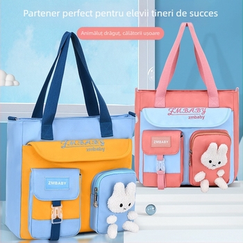 Geantă duală pentru teme pentru elevi din învățământ primar — de mână sau crossbody, din Oxford, respirabilă, impermeabilă, rezistentă la uzură; căptușeală poliester; Sesame Baby