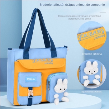 Geantă duală pentru teme pentru elevi din învățământ primar — de mână sau crossbody, din Oxford, respirabilă, impermeabilă, rezistentă la uzură; căptușeală poliester; Sesame Baby