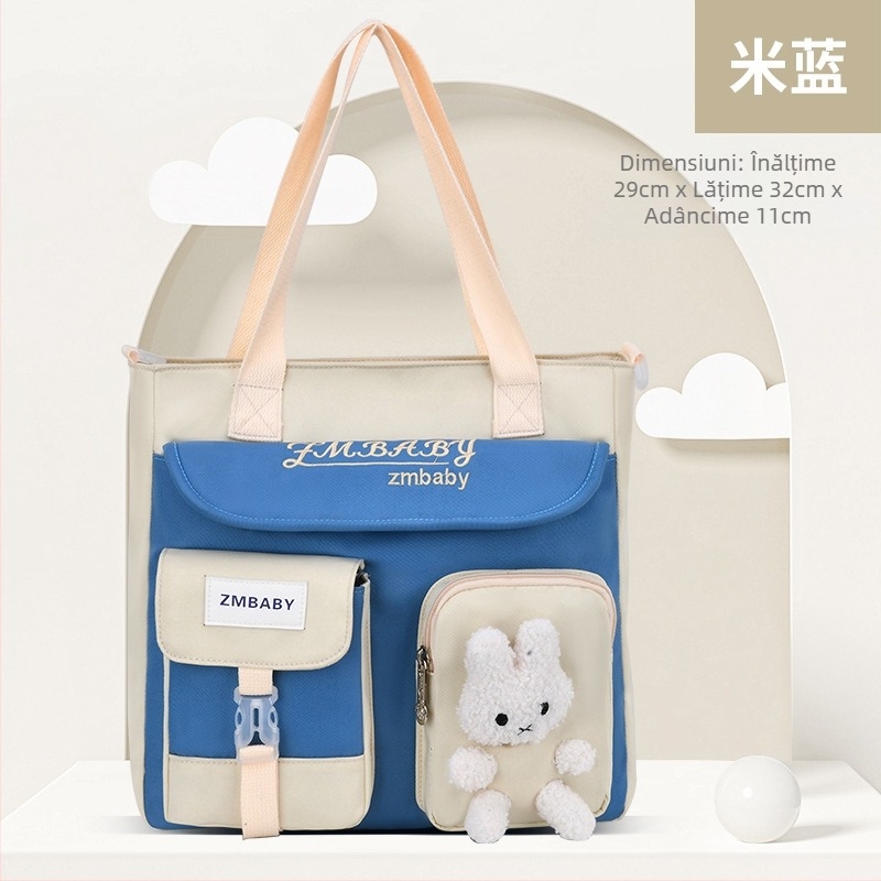 Geantă duală pentru teme pentru elevi din învățământ primar — de mână sau crossbody, din Oxford, respirabilă, impermeabilă, rezistentă la uzură; căptușeală poliester; Sesame Baby