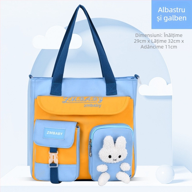 Geantă duală pentru teme pentru elevi din învățământ primar — de mână sau crossbody, din Oxford, respirabilă, impermeabilă, rezistentă la uzură; căptușeală poliester; Sesame Baby