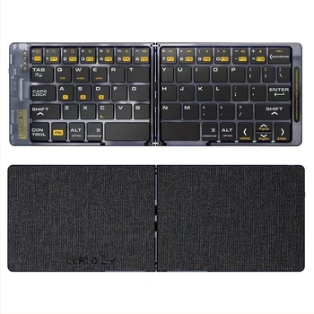 T-M018 Tastatură Bluetooth pliabilă, fără fir, încărcare USB-C, compatibilă cu telefoane, tablete și laptopuri, tastare silențioasă