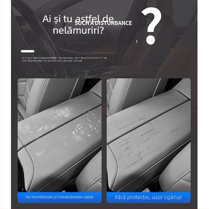 Husă pentru cotiera centrală a consolei, cu pernă de ridicare și buzunar de depozitare | Piele | Compatibil cu Volkswagen Magotan | Piața: Altele
