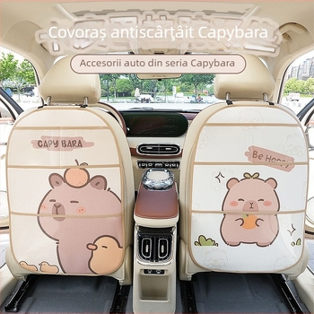 Pernă din piele pentru spătarul scaunului auto, anti-kick, model delfin și iarbă înaltă, imprimare logo, personalizare