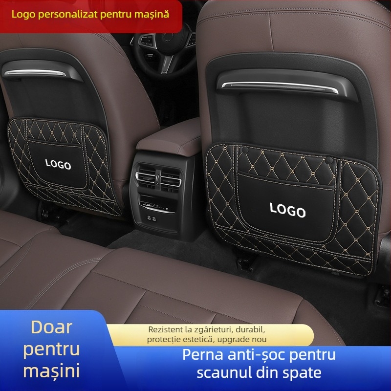 Pad protector pentru dosul scaunului auto, design desen animat pentru copii, piele, universal pentru toate anotimpurile, stil fluture-diamant, logo imprimat