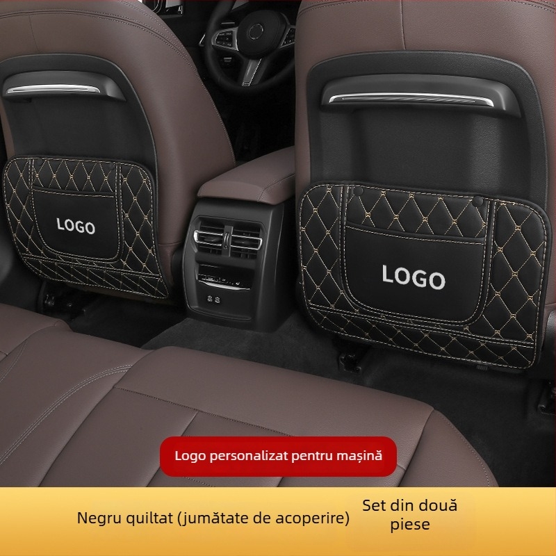 Pad protector pentru dosul scaunului auto, design desen animat pentru copii, piele, universal pentru toate anotimpurile, stil fluture-diamant, logo imprimat