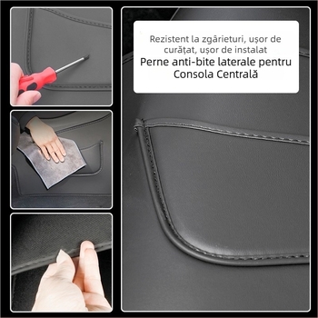 Tyee protecție din piele all-season pentru consola centrală și protecții laterale Tesla Model Y 2025 – cu umplutură din burete, acoperire dedicată vehiculului