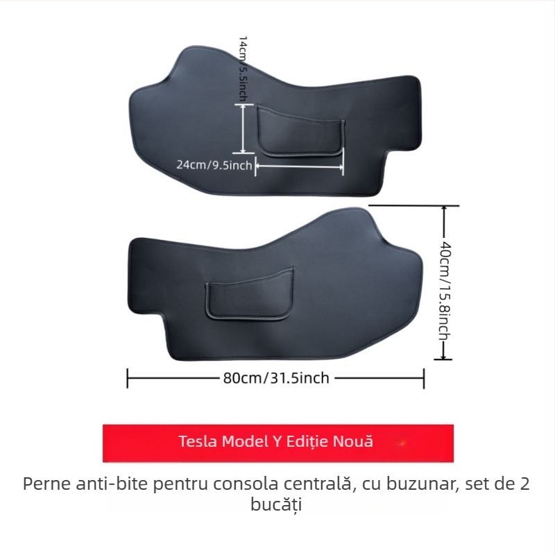 Tyee protecție din piele all-season pentru consola centrală și protecții laterale Tesla Model Y 2025 – cu umplutură din burete, acoperire dedicată vehiculului