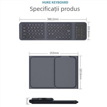 Tastatură Bluetooth wireless pliabilă, pentru iPad, tablete, telefoane Android și calculatoare – subțire, portabilă, ergonomic