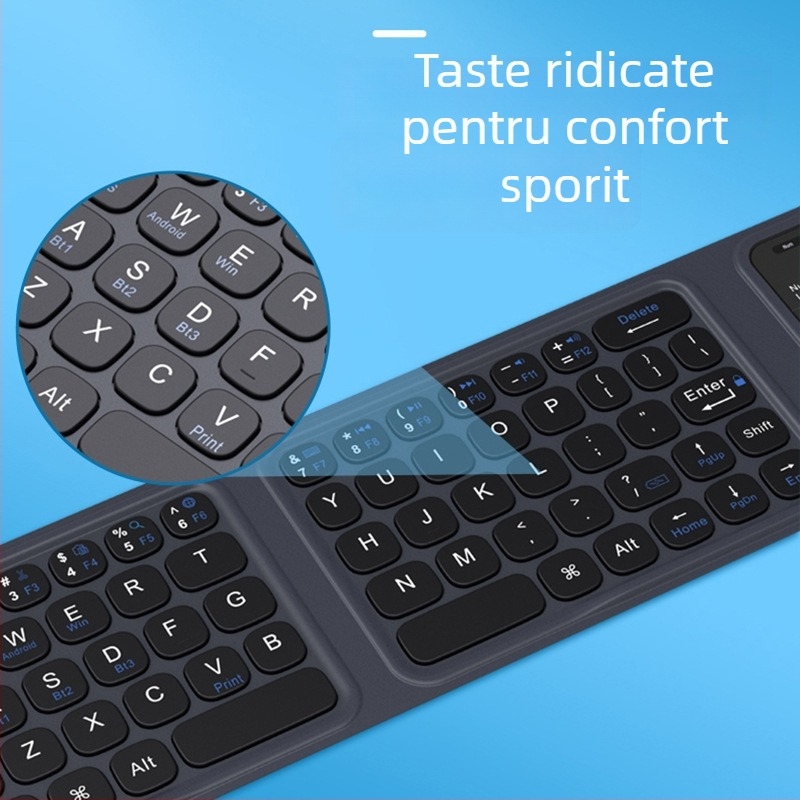 Tastatură Bluetooth wireless pliabilă, pentru iPad, tablete, telefoane Android și calculatoare – subțire, portabilă, ergonomic