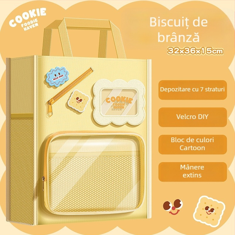 Geantă de meditații cu mai multe compartimente, pentru cărți și depozitare, design drăguț desen animat (Brand: Kappa bear; Material: Canvas; Formă: Fermoar, Desen animat)