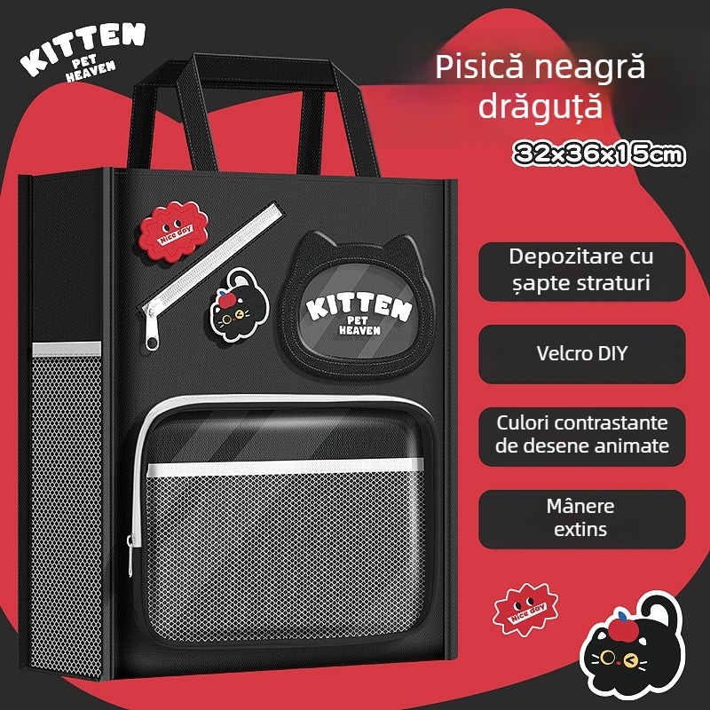 Geantă de meditații cu mai multe compartimente, pentru cărți și depozitare, design drăguț desen animat (Brand: Kappa bear; Material: Canvas; Formă: Fermoar, Desen animat)