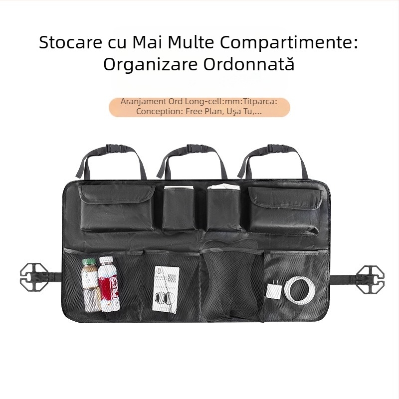Geantă de depozitare pentru portbagaj auto – tip agățat, din Oxford, 28L, personalizabilă, cu mâner