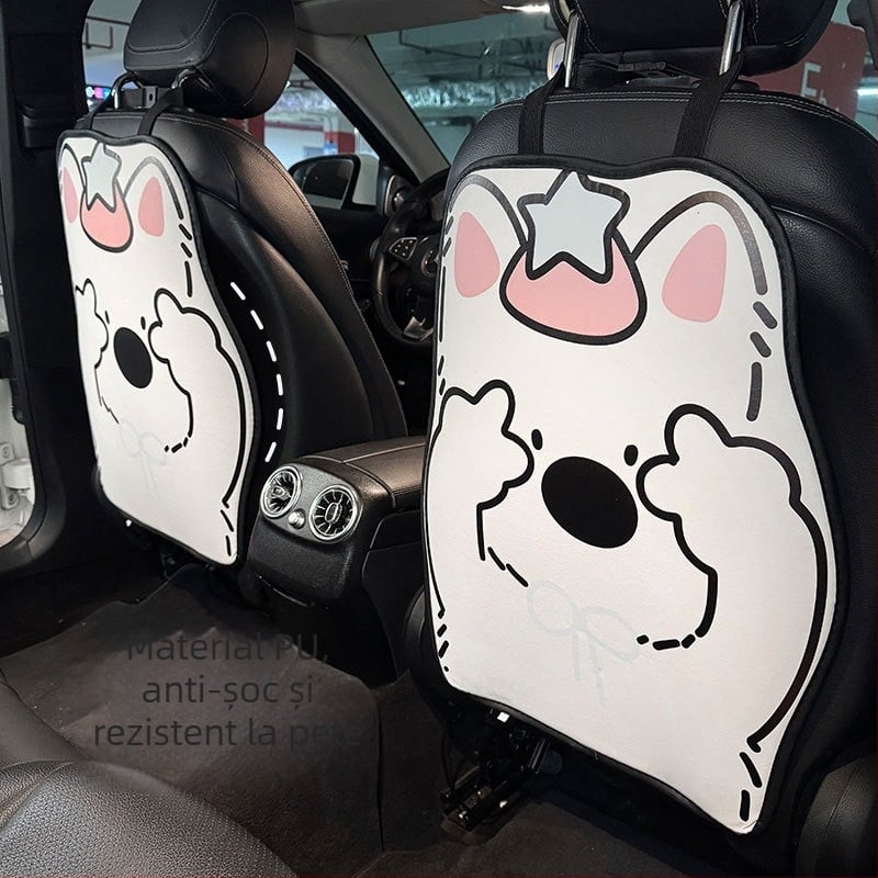 Protecție pentru spatele scaunului auto - Toate sezoanele, PU piele, Model desen animat, Banana Green, Stil lung