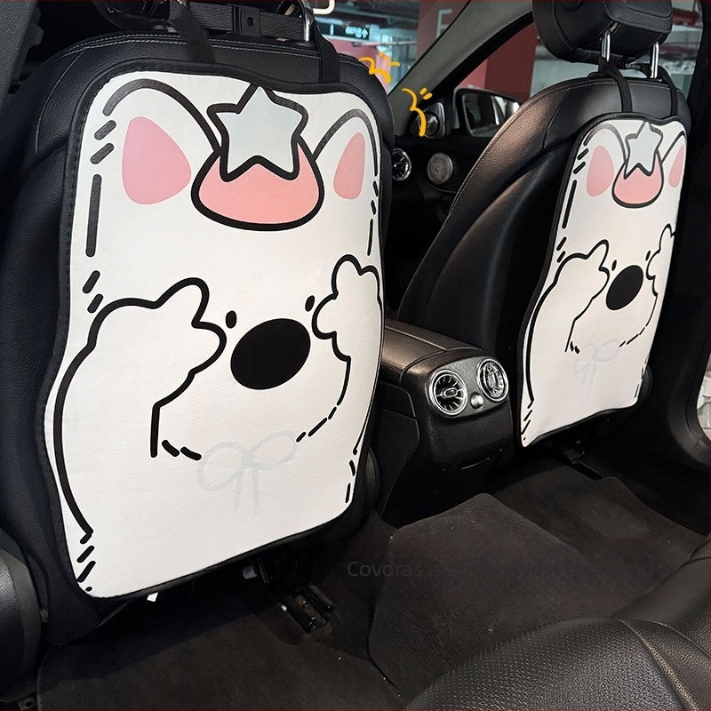 Protecție pentru spatele scaunului auto - Toate sezoanele, PU piele, Model desen animat, Banana Green, Stil lung