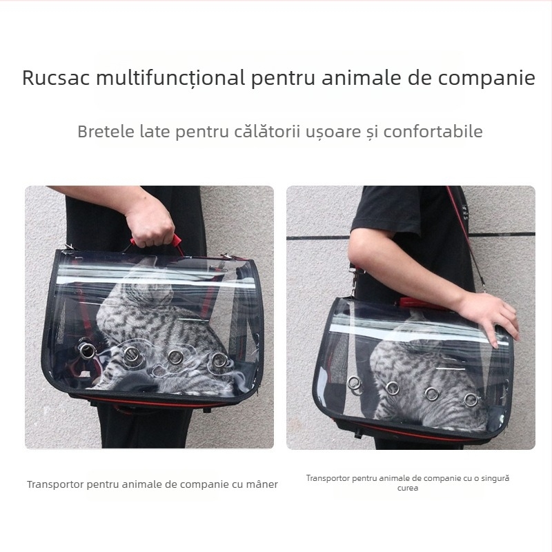 Geantă pentru animale de companie - pliabilă, respirabilă, transparentă, mâner de transport; material PC; model uni; duritate medie; capacitate: contactați serviciul