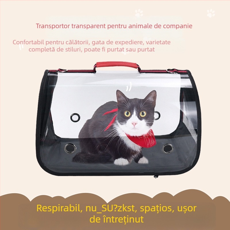 Geantă pentru animale de companie - pliabilă, respirabilă, transparentă, mâner de transport; material PC; model uni; duritate medie; capacitate: contactați serviciul