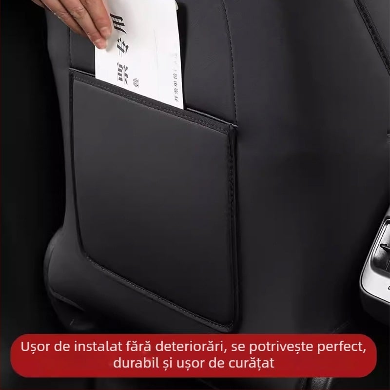 Protecție pentru banchetă spate Tesla Model Y/3 — toate anotimpurile, piele ultrafină, umplutură din burete, model simplu, imprimare logo
