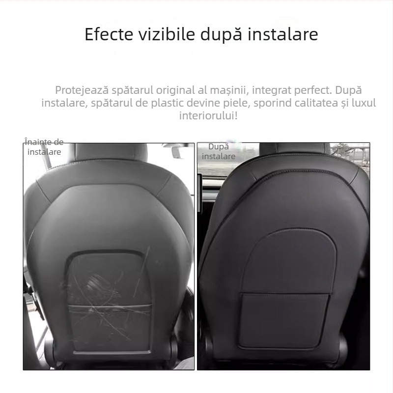 Protecție pentru banchetă spate Tesla Model Y/3 — toate anotimpurile, piele ultrafină, umplutură din burete, model simplu, imprimare logo