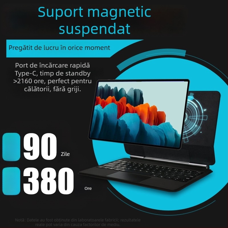 Tastatură Bluetooth cu levitație magnetică pentru tabletele Samsung Tab S7/S8/S9/S9 FE, 565 g, mapare personalizată a tastelor