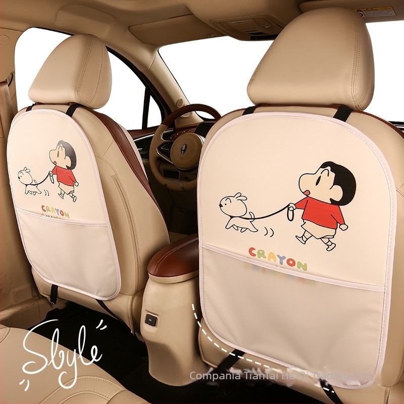 Perne pentru spătarul scaunului auto, universală pentru toate anotimpurile, material PU, umplutură burete, model desen animat, logo tipărit