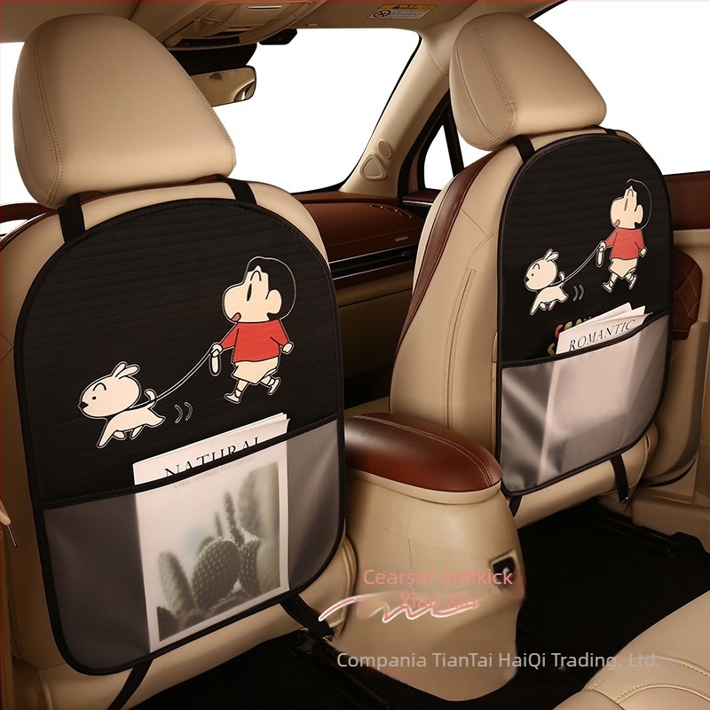 Perne pentru spătarul scaunului auto, universală pentru toate anotimpurile, material PU, umplutură burete, model desen animat, logo tipărit