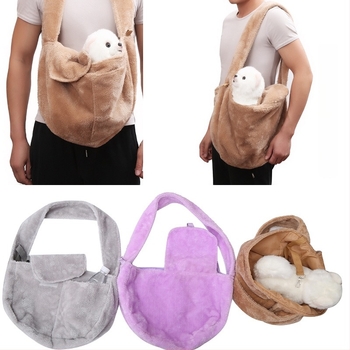 Geantă pluș pentru pisici și câini – geantă crossbody portabilă, Velvet, moale, capacitate 50, culoare solidă