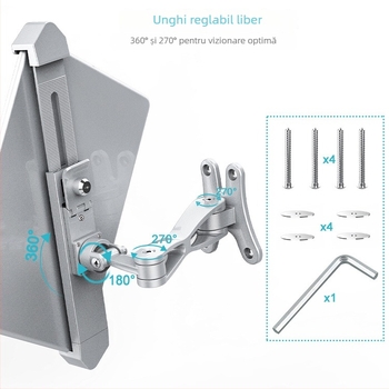Suport pentru tabletă - bază pentru iPad și iPad Mini, model H85A+C120, 600 g, material: hardware și silica gel