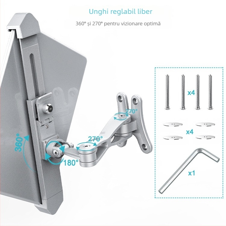 Suport pentru tabletă - bază pentru iPad și iPad Mini, model H85A+C120, 600 g, material: hardware și silica gel