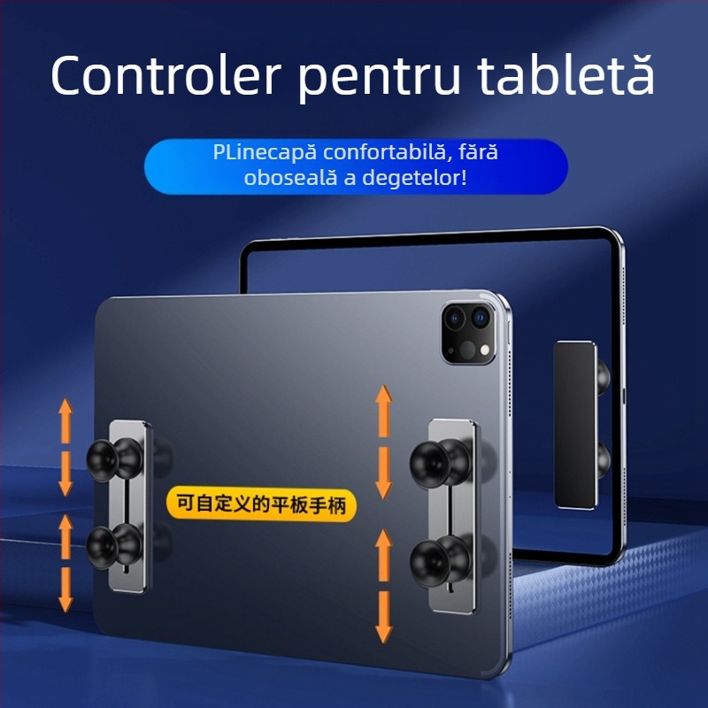 Grip pentru tabletă din aliaj de aluminiu cu suport, model B02, fără fir, 90×25×23 mm, 48,5 g