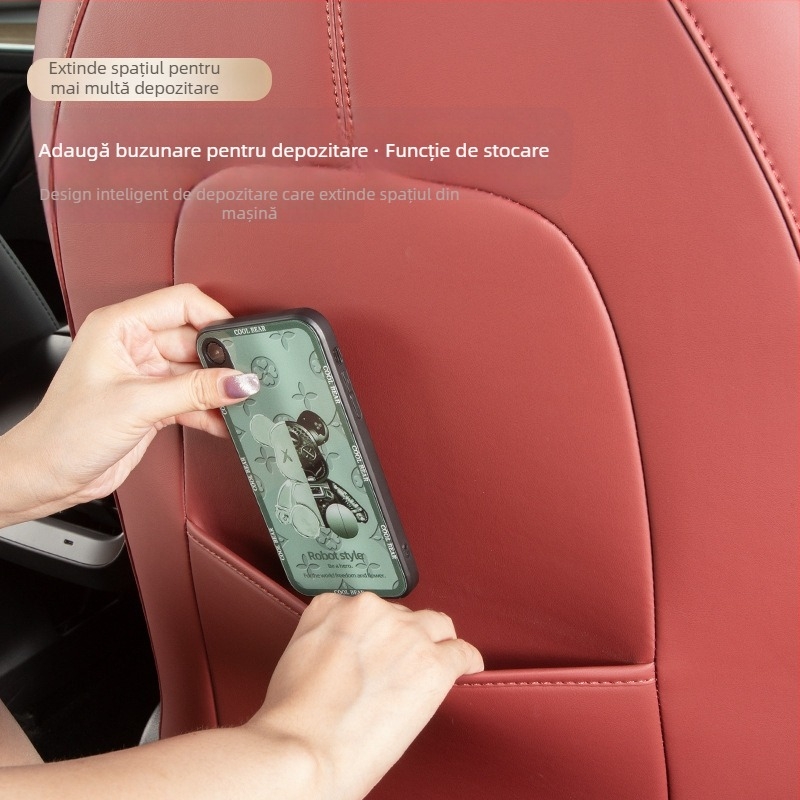 Protecție pentru spatele scaunului Tesla, din piele, Four Seasons General, Brand Hens, cu logo imprimat, personalizabil, etichetă privată licențiată